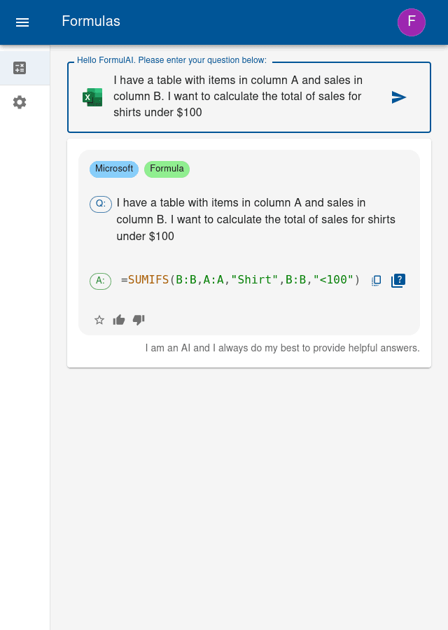 FormulAI is a powerful, fast and beautiful AI formula assistant for ...